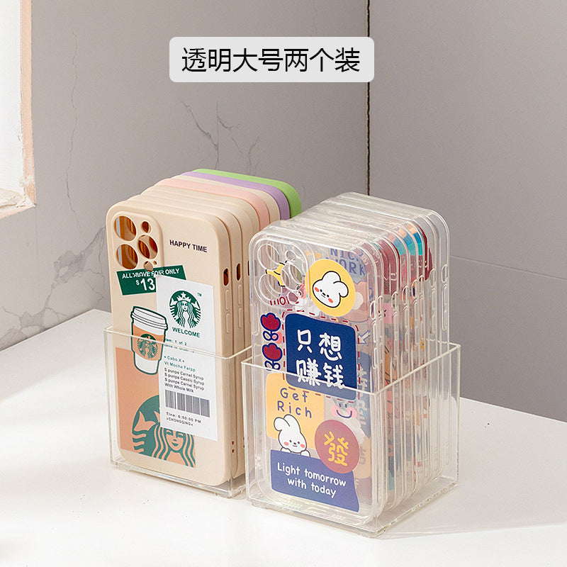 Desktop mobile phone case, sticky note transparent storage box, plastic large-capacity data cable, earphone mini wall-mounted storage box.