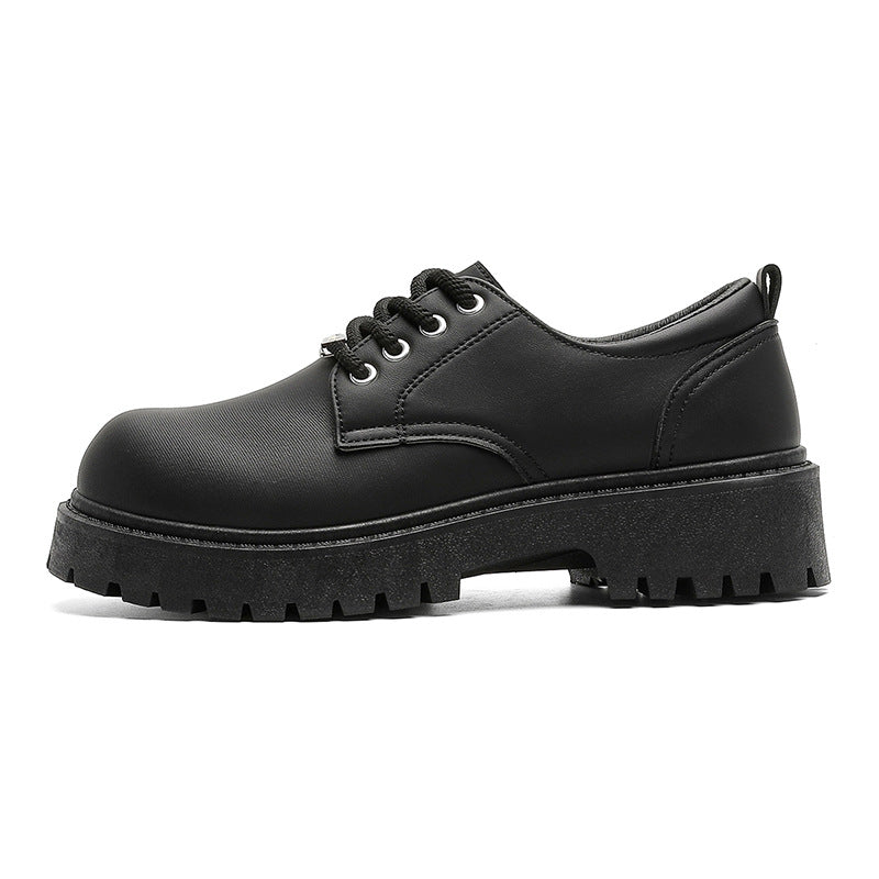 Derby shoes men's thick soleboots black big toe round toe work clothingcleanfitworkwearcasual leather shoes