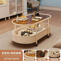 Creamy style lightweight movable side table small apartment living room coffee table sofa side table with wheels minimalist storage trolley
