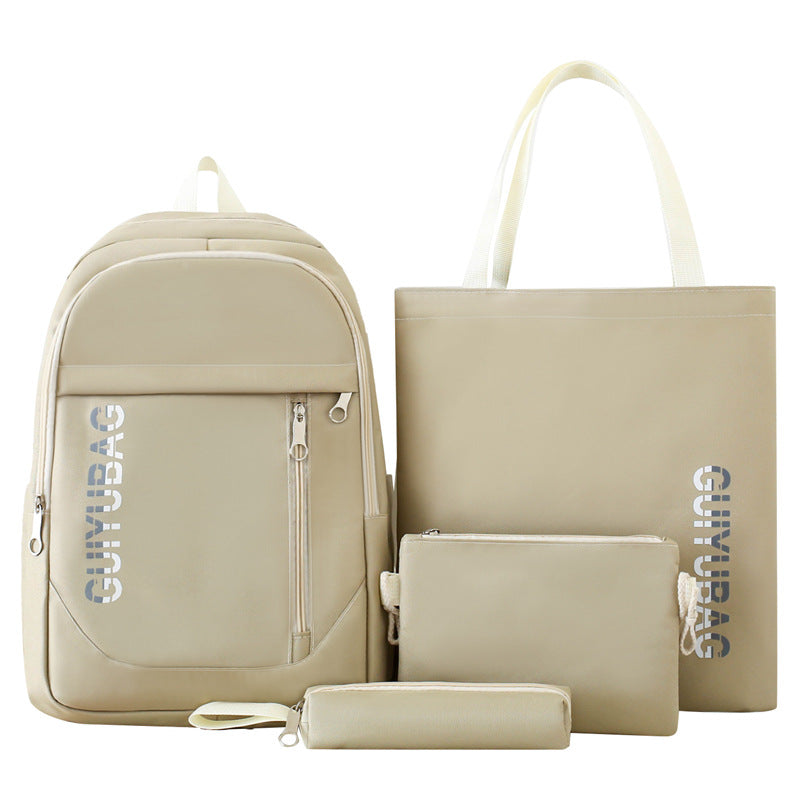 Primary and secondary school students schoolbag large-capacity bag simple solid color versatile backpack new fashion trend backpack