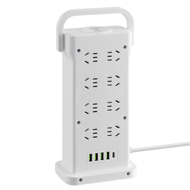 Wireless charging power strip, smart usb fast charging, multi-outlet, multi-function, thickened copper wire, power strip for home, office, and dorm