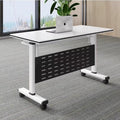 Mobile folding table and chair set, interlocking flip-top office desk, bench seating, training table with wheels, multifunctional conference table