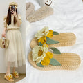 Women's summer outdoor slides - chunky 4cm platform, lightweight princess style, height increasing slippers, dai ethnic style floral slides