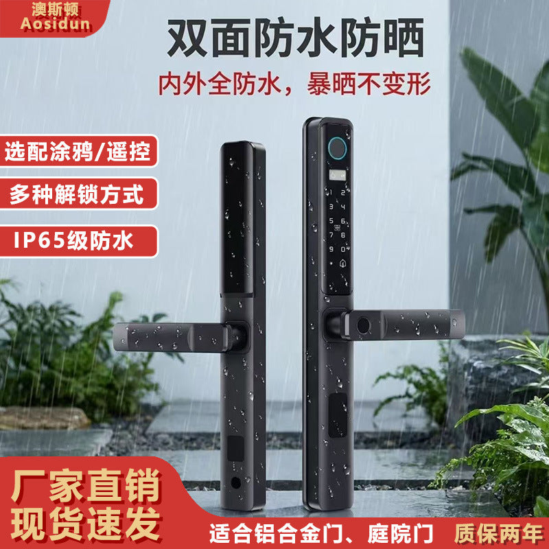 Broken bridge aluminum smart lock anti-theft door smart password fingerprint lock for homewaterproof narrow door mobile phone remote spot