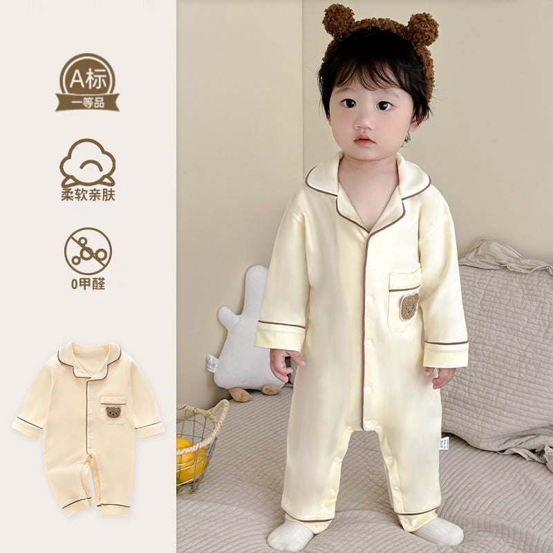 Baby spring autum home clothes boys and girls all year round style one-piece clothes pajamas autumnew arrival cotton pajamas