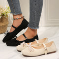 Wholesale women's spring  new mesh mary janes: flat, single-strap, buckle-back shoes with bow detail