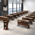 Foldable training table conference desk chair set - mobile, modular, multi-functional office tutoring desk - long double desk