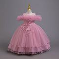 New arrival: children's princess dress - off-the-shoulder wedding gown, piano recital dress, baby girl dress for export