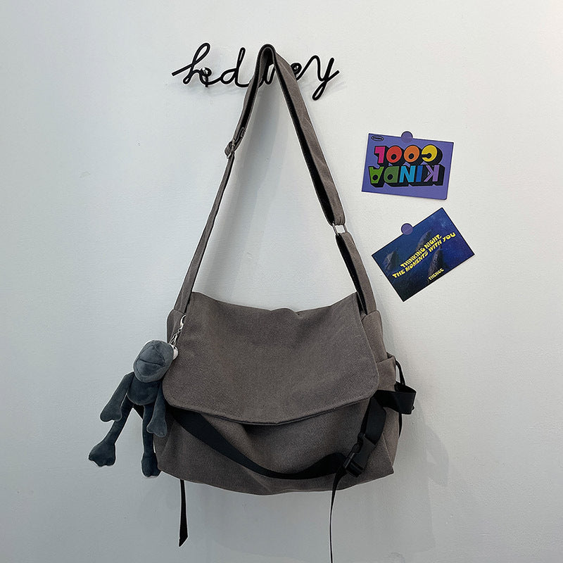 Crossbody bag men's trendy brand college student schoolbag Japanese canvas bag versatile retro simple backpack casual shoulder bag