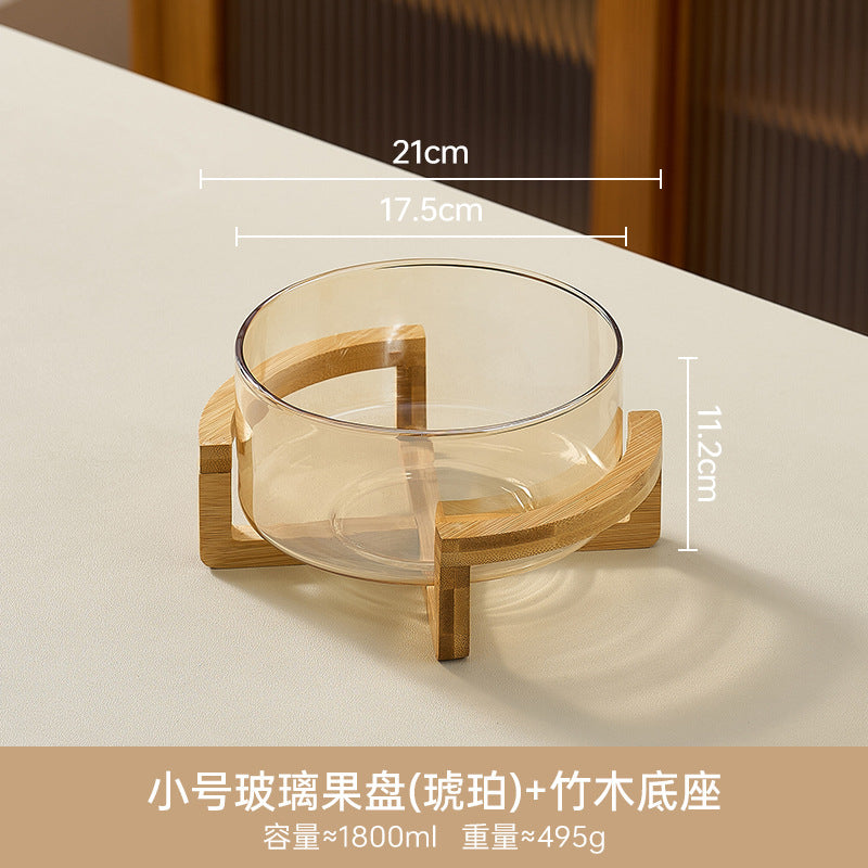 Glass fruit bowl salad bowl with stand - ideal for hotel reception, ktv buffets, home use, welcome snacks, candy storage, and fruit serving