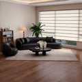 Nordic light luxury sofa - black retro living room home small apartment clothing store curved leather reception large sofa