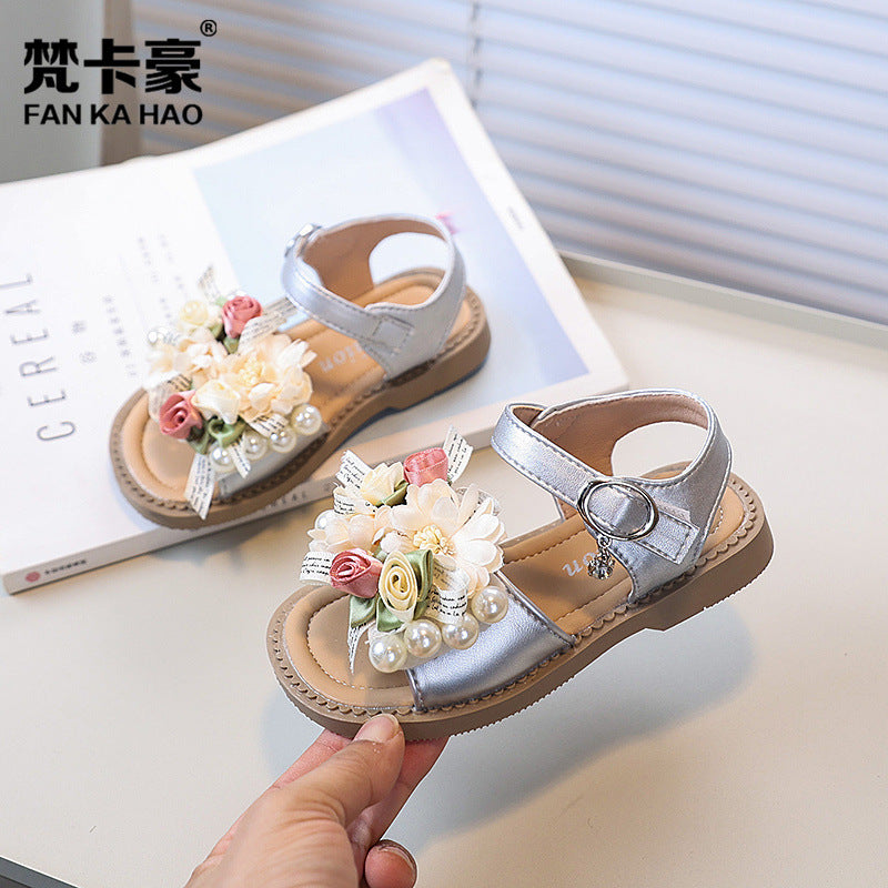 Vancahao girls' sandals -  summer new collection: stylish floral soft-soled kids' sandals, perfect beach shoes for little girls
