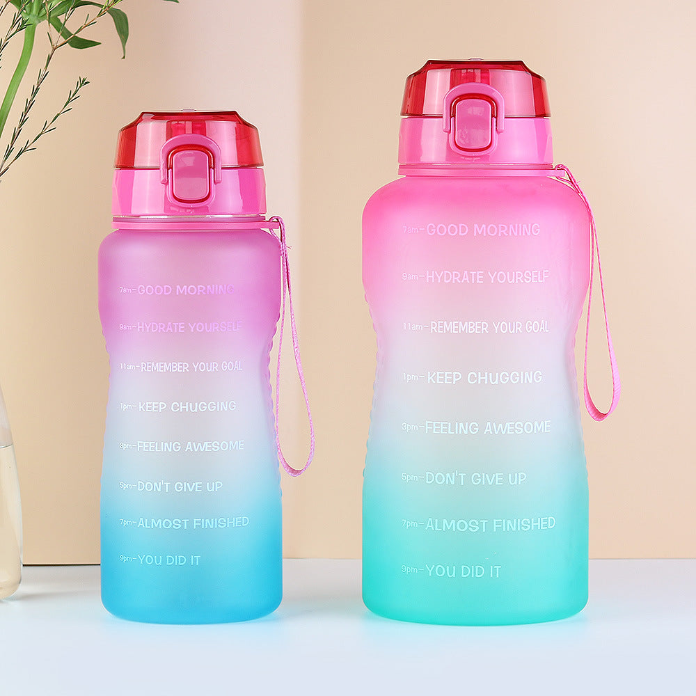 Gym large-capacity water bottle large water cup plastic portable satchel straw cup cross-border portable sealed leak-proof