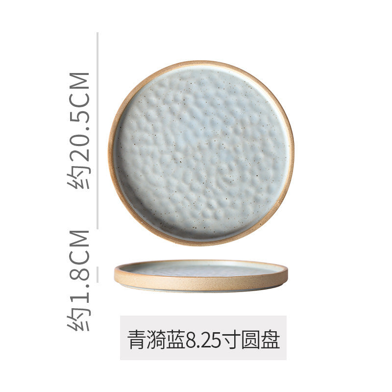 Retro stoneware western food steak plate japanese style with edge restaurant hotel for homestylish shallow plate dessert side dish plate