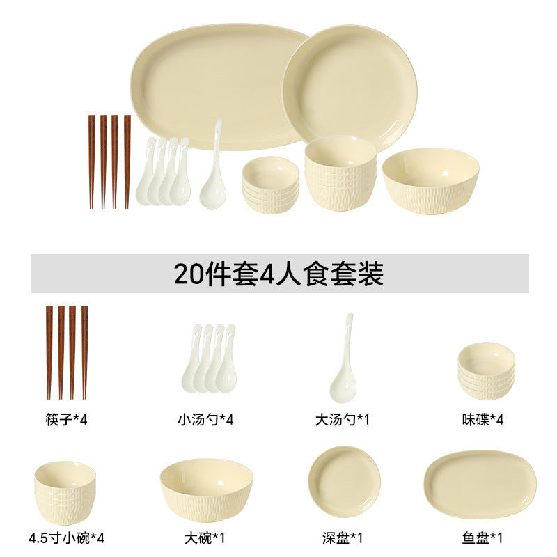 Nordic dinnerware set - modern minimalist ceramic tableware for home use - stylish bowls, plates, and chopsticks combo - perfect for housewarming gifts