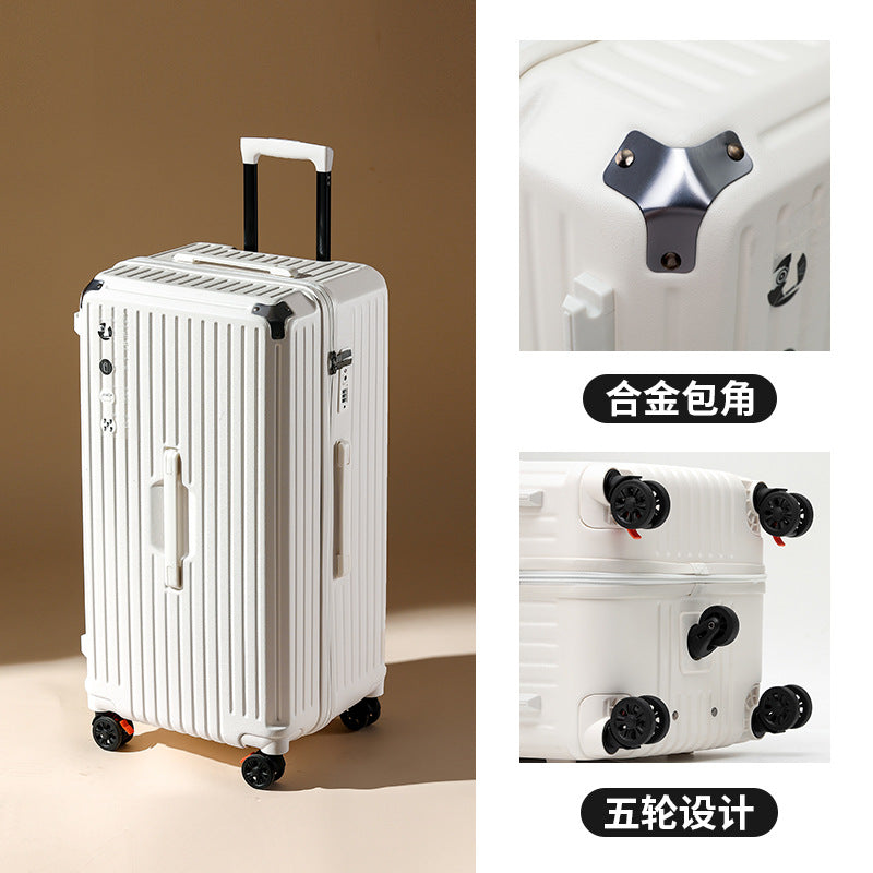 Large capacity aluminum frame suitcase 26 inch anti-drop suitcase brake wheel student trolley case password case leather case
