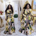 Amazon  african plus size women's vacation beach dress slimming tall maxi dress ruffle print dress