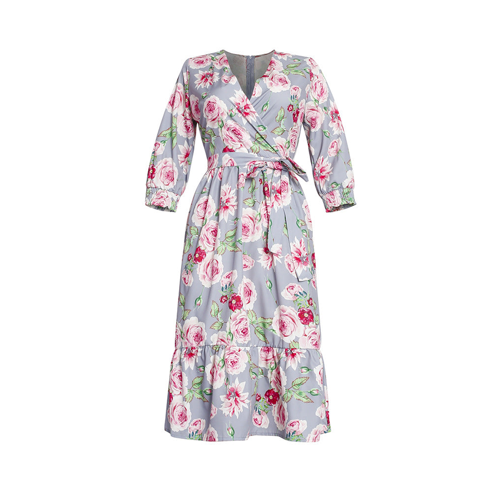 Aliexpress cross-border sourcing: african fashion plus size women's clothing -  summer collection - slimming chiffon printed dress