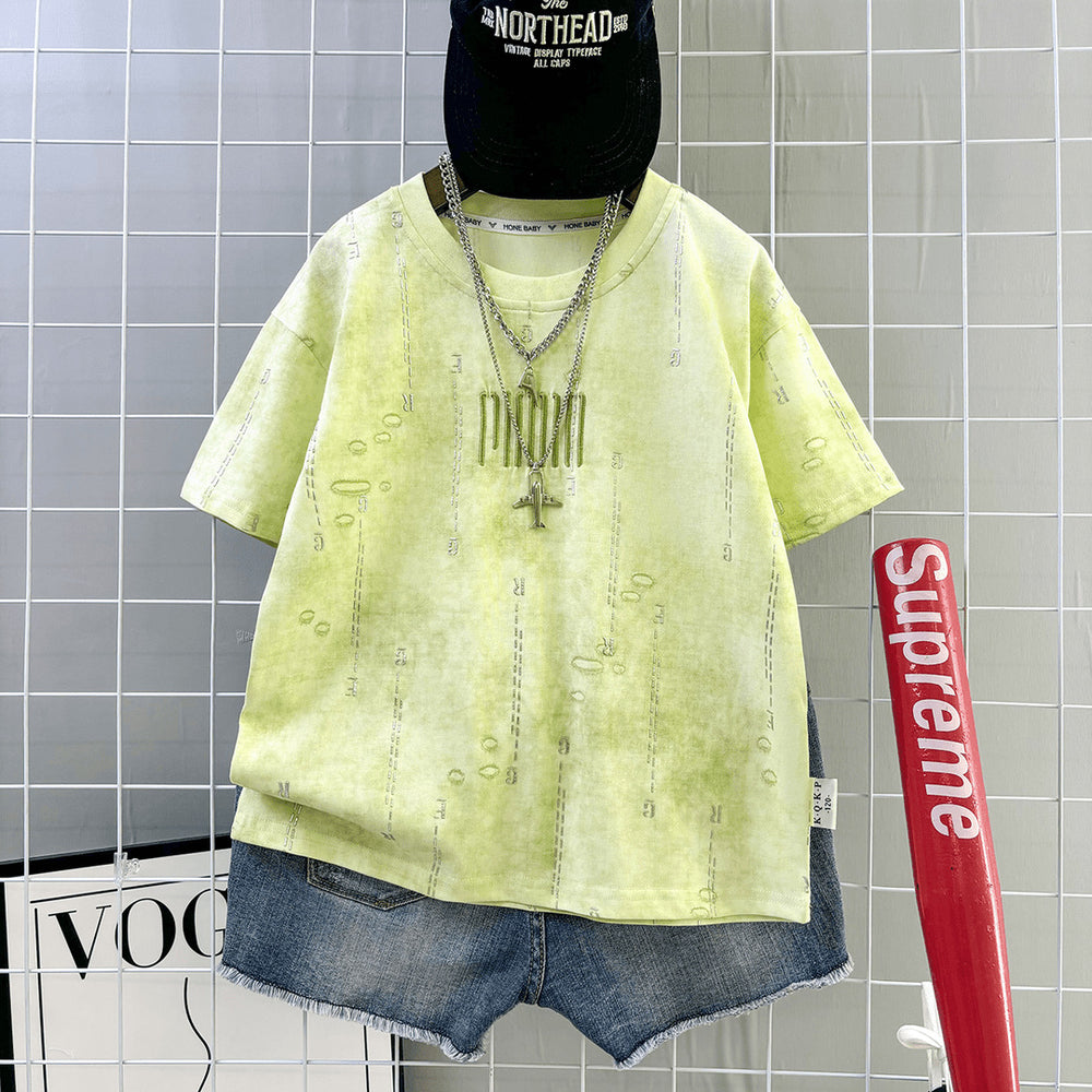 Men's short-sleeve t-shirt - summer lightweight, breathable, ice-feel, loose fit, casual, trendy, sports, kids' summer top, streetwear
