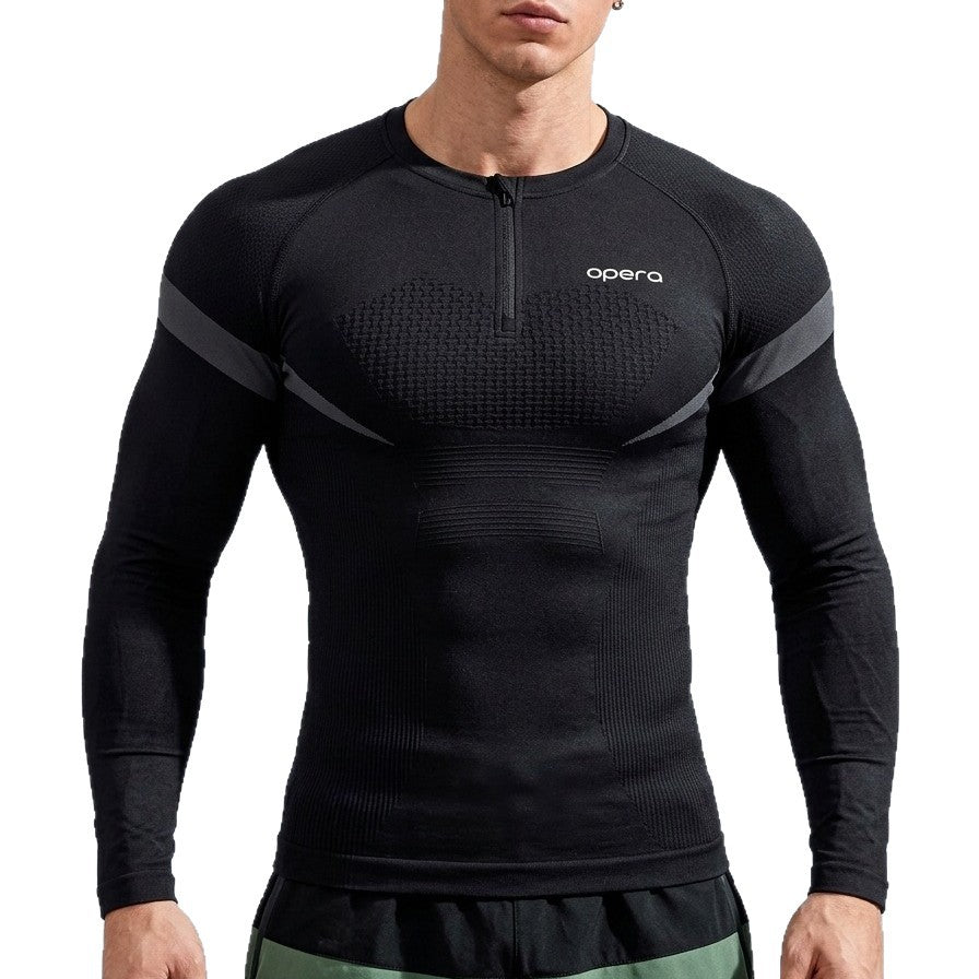 export custom seamless jacquard athletic short-sleeve men's quick-dry fitness training stretch slim-fit crew neck t-shirt for summer