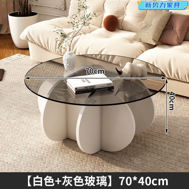 Glass coffee table accessible luxury modern living room for home small apartment casual round popular table normcore pumpkin coffee table