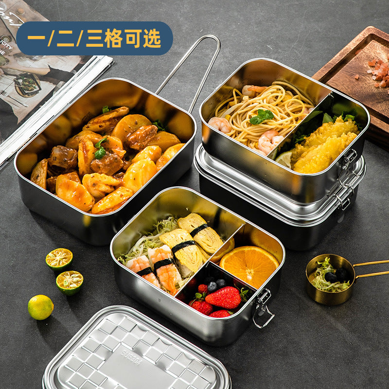 Amazon cross-border daily necessities 304 stainless steel divided lunch box double layer square multi-grid outdoor lunch box fresh box