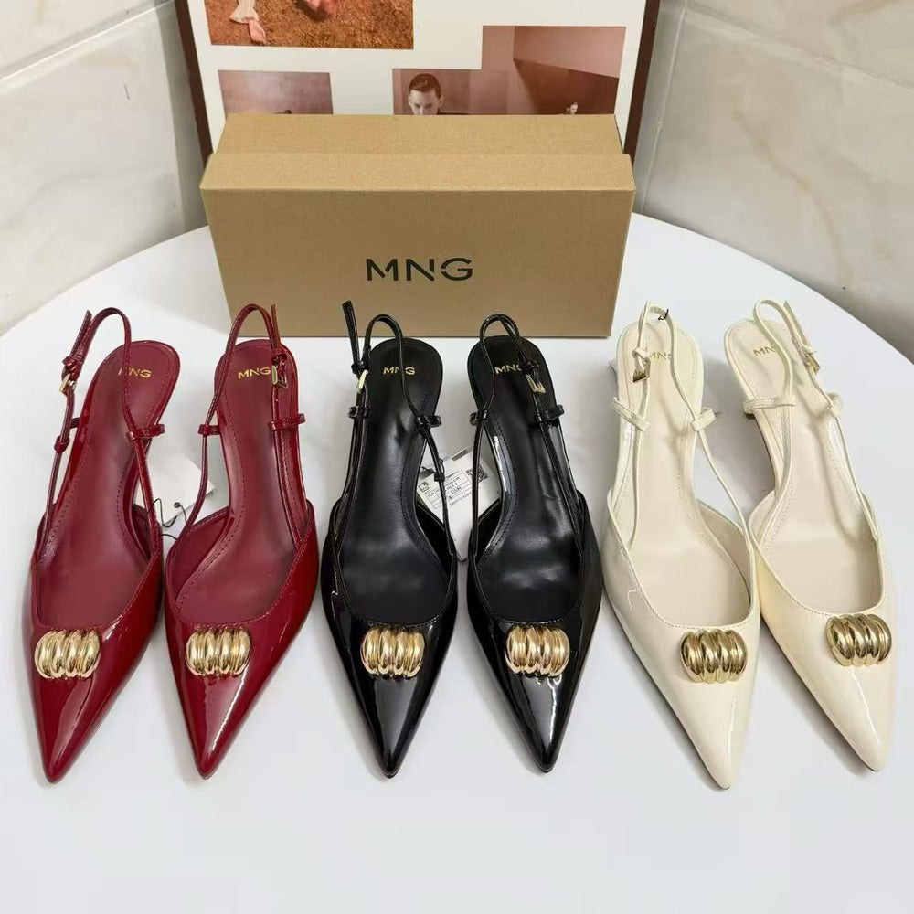 Mg summer new arrival: plus size pointed-toe stiletto and mid-heel pumps - ready stock, european and american style, low-cut fashion high heel sandals