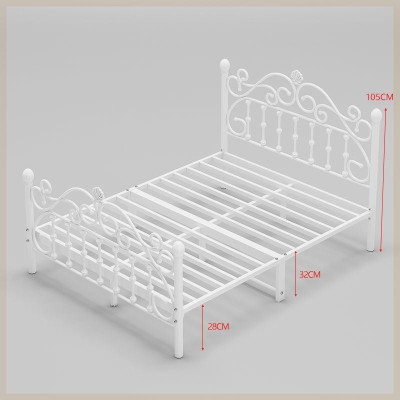 Wrought iron bed - thickened & reinforced, minimalist modern princess bed, trending online 1.8m, double bed, nordic single 1m, iron frame bed