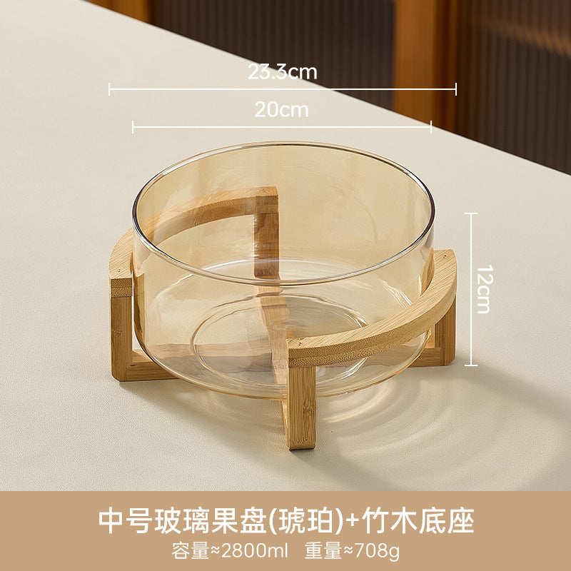 Glass fruit bowl salad bowl with stand - ideal for hotel reception, ktv buffets, home use, welcome snacks, candy storage, and fruit serving