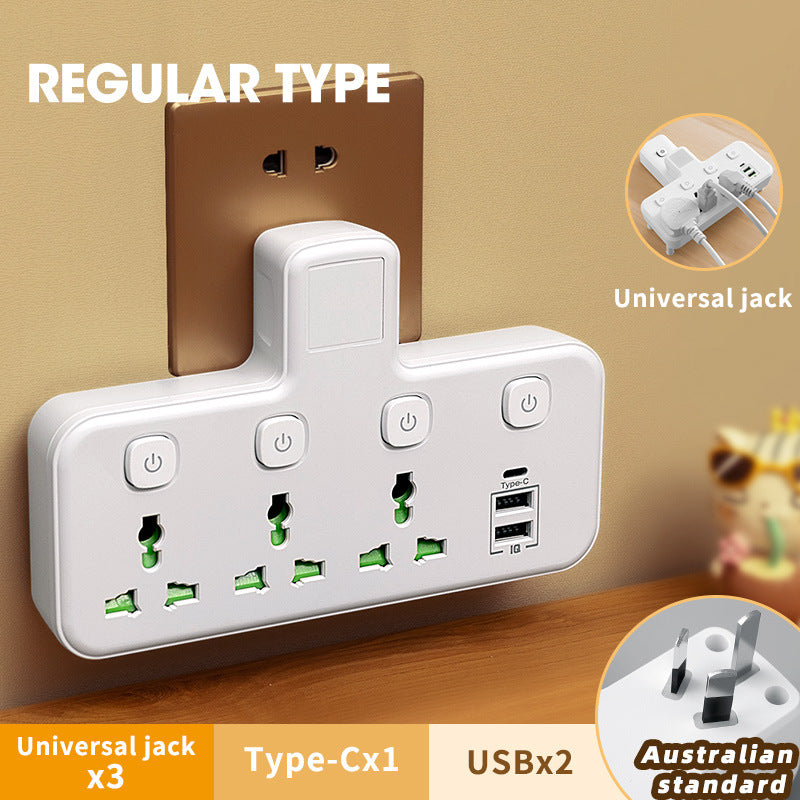 Uk plug adapter hong kong version pd fast charging power strip european standard socket switch wireless night light usb us standard