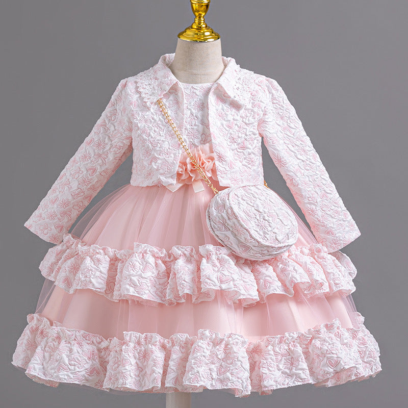 New three-piece skirt kids dress tutu princess skirt girl piano performance dress baby dress