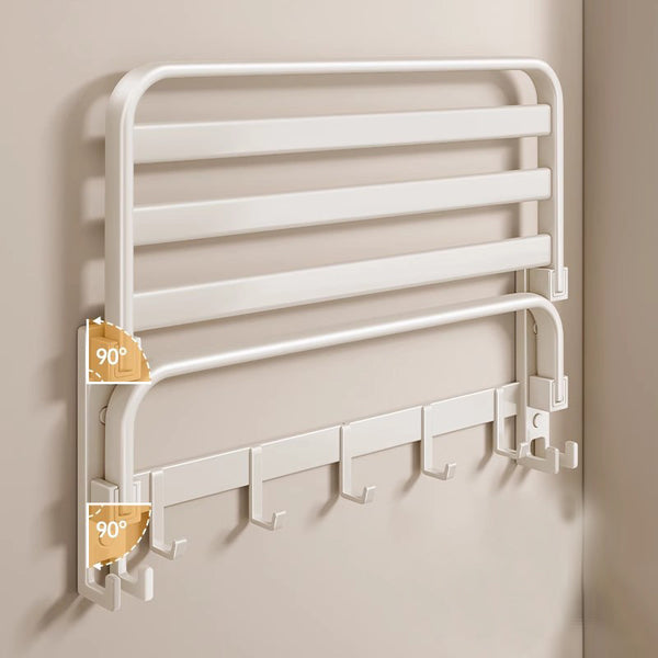Cream wind towel rack, toilet non-punching bath towel rack, bathroom toilet wall hanging space aluminum storage hanging rod