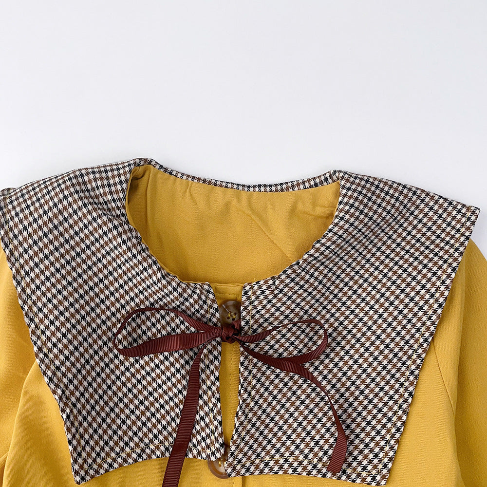 Girls' autumn windbreaker - new korean style outerwear for spring and autumn, chic mid-length trench coat for toddlers and young children