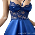 new arrival sexy intimates heart diamond buckle lacepatchwork low-cut suspender skirt backless sexy nightgown