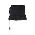 european and american women's clothing  summer new fashion hot girl low waist slimming pleated tie-up midi a-line skirt