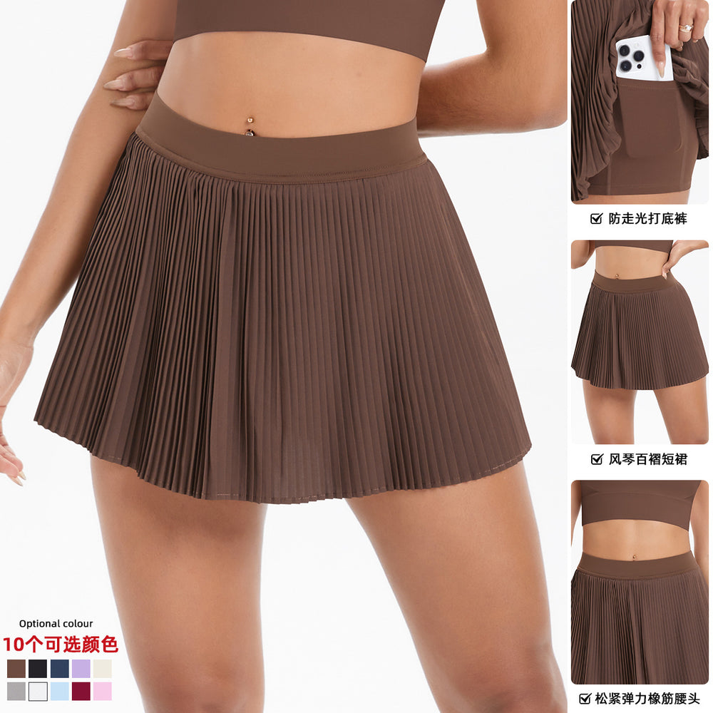 fashionpatchworkfake two-piece hip pocket pleated skirt sports running fitness easiest for match yoga wear short skirt for women