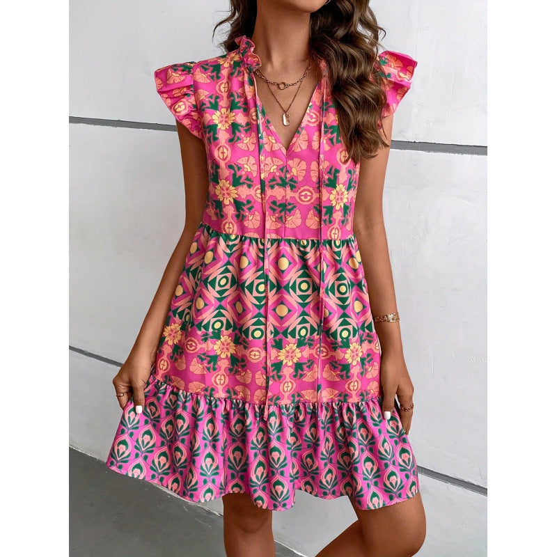 cross-border  new women's elegant printed a-line skirt