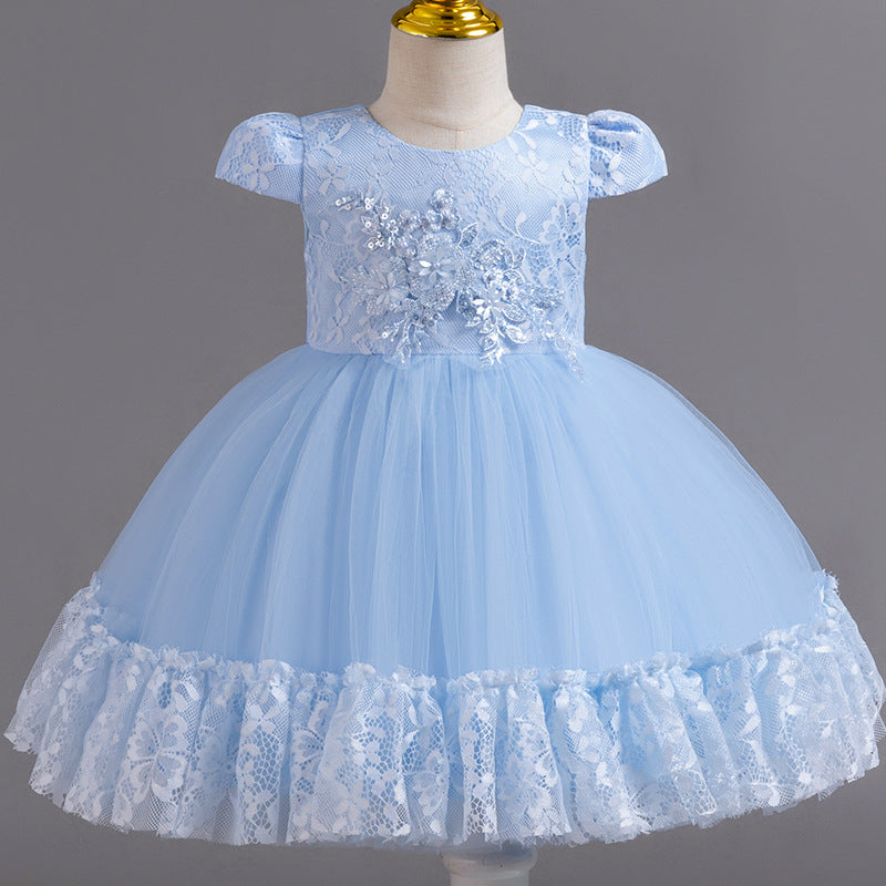 Exportin stockchildren's dresslace tutu princess dress one year old evening dress female baby dress