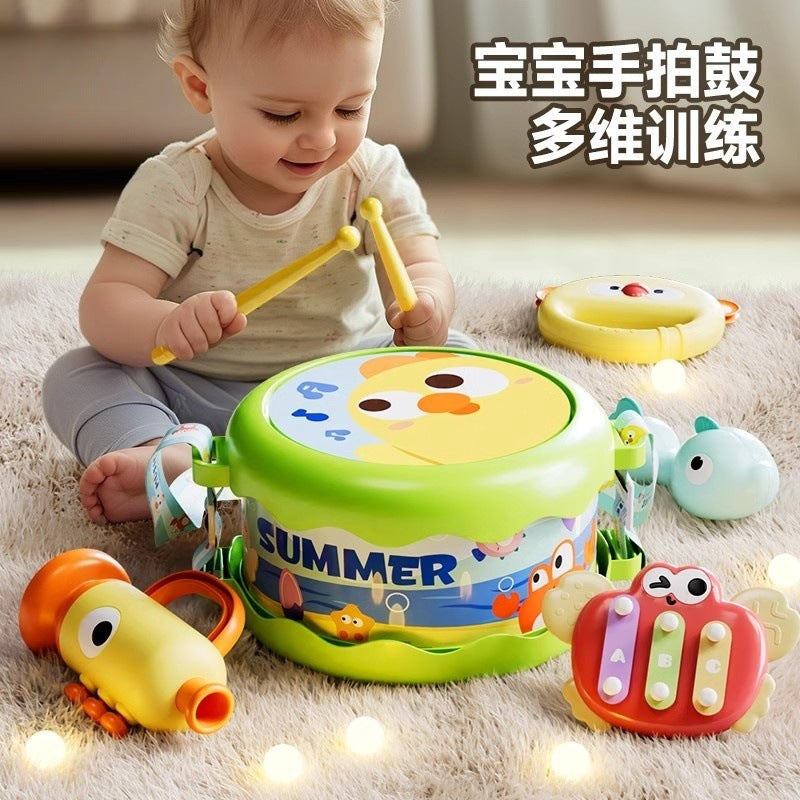 Baby early education educational double-sided hand drum kids percussion instrument hand tambourine beat baby drum pat drum trumpet