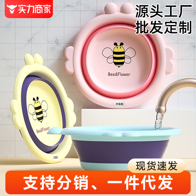Newborn washbasin can be hung cartoon basin kids washbasin for home foldable baby washbasin export plastic basin