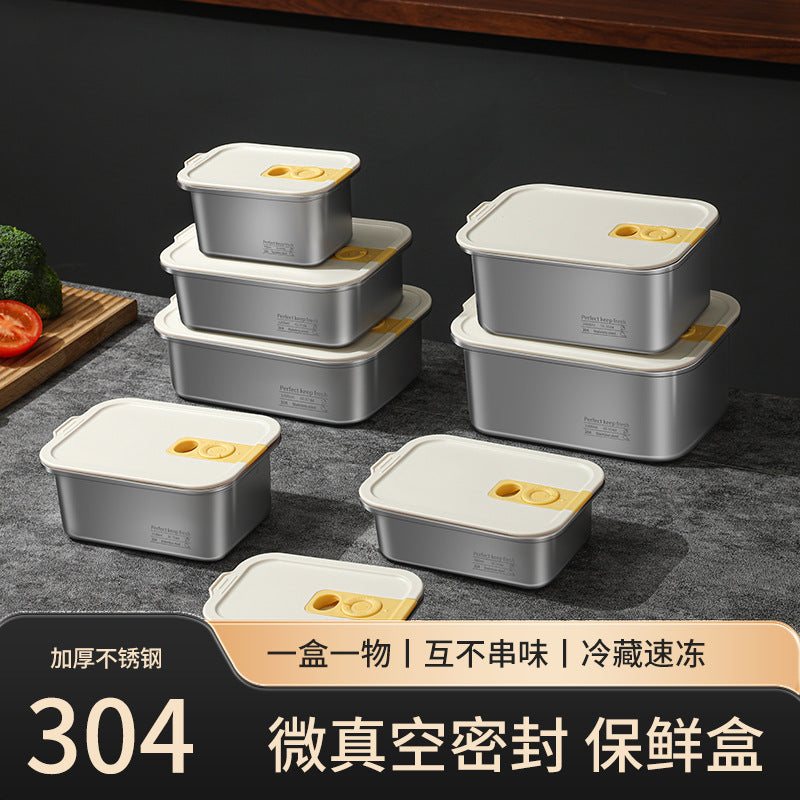 portable 304 stainless steel fruit and vegetable fresh-keeping lunch box large-capacity sealed combination with lid