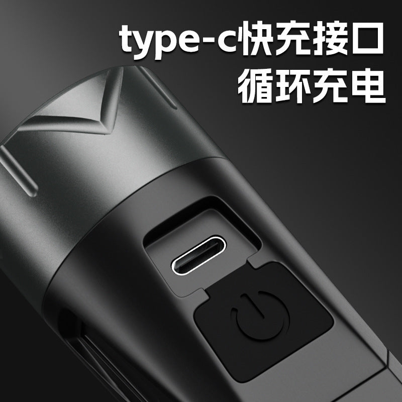 Aluminum alloy flashlight multi-function portable pen clip fixed focus Middle East flashlight dual light source maintenance light 90 degree folding light