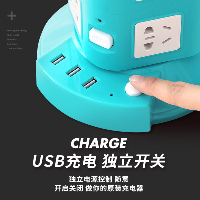 Smart vertical socket panel multi-hole multi-function with usb charging tower type plug strip for home power strip wiring board