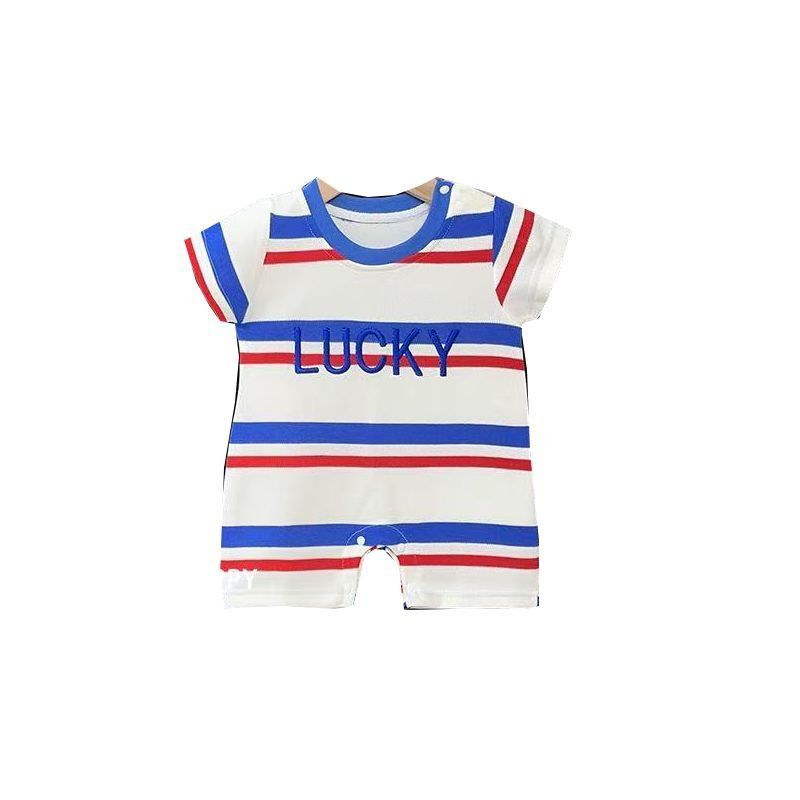 Boys' summer lightweight striped romper -  new summer collection - kids' loose-fit short-sleeve t-shirt romper