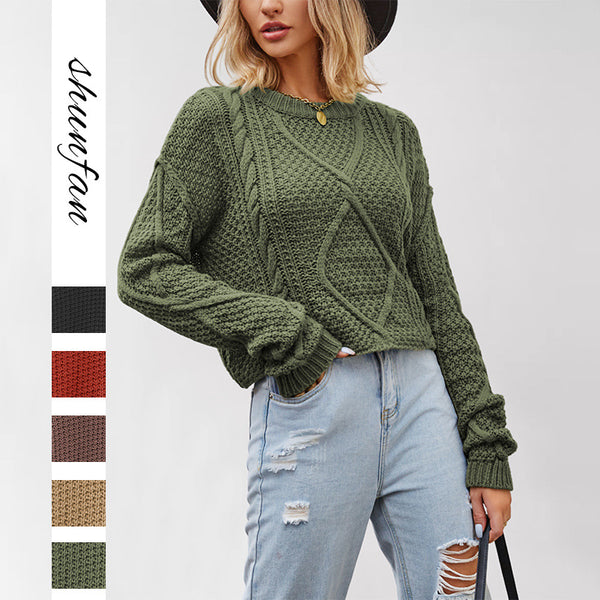 New   women's twist button rope knitted sweater 2025 autumn and winter loose thick needle pullover sweater large size