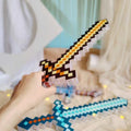 My minecraft diamond sword and pickaxe toy weapon, minecraft game mini world mosaic glowing sword, crystal sword