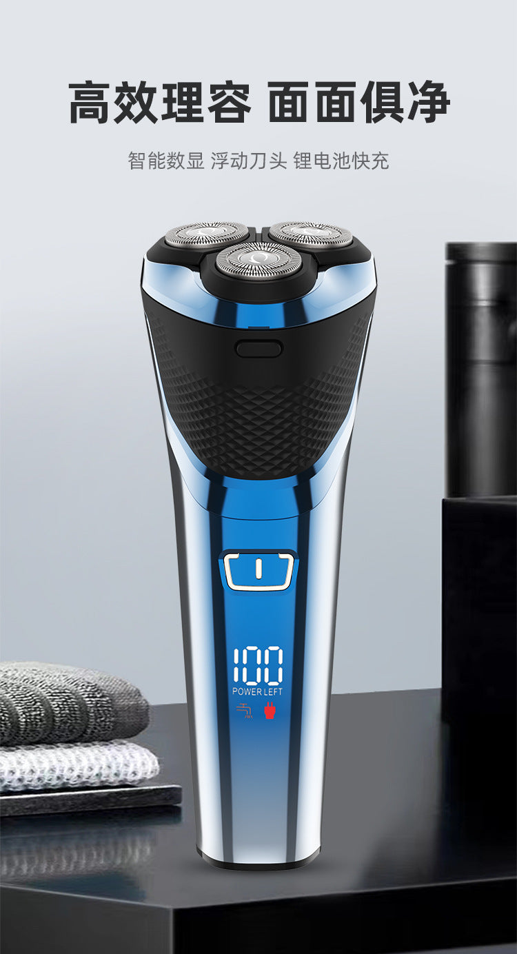 Wholesale 2000mah electric shaver, washable digital display, triple blade head, usb quick charge, smart men's razor