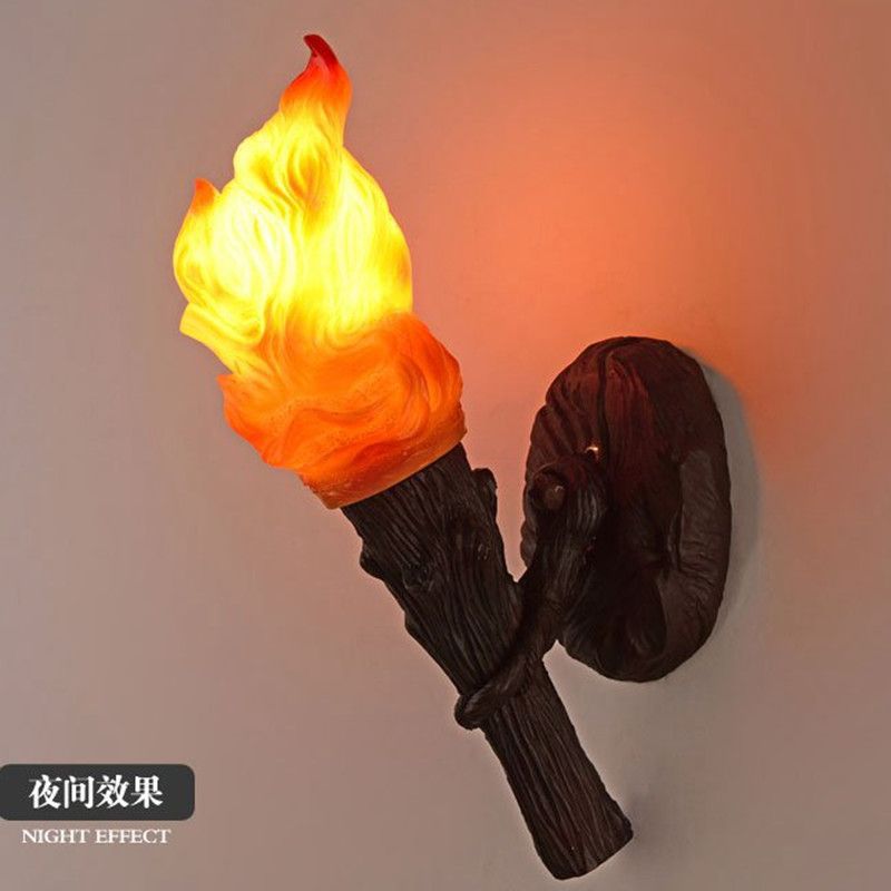 Torch industrial style wall lamp stylish creative hot pot restaurant cafe artificial flickering retro flame torch wall lamp