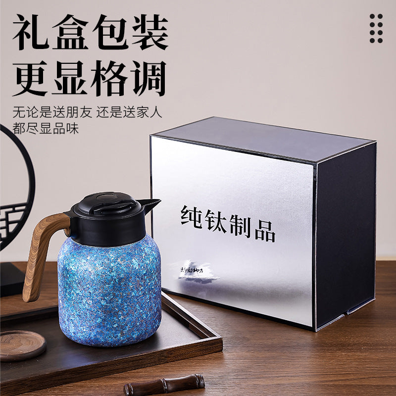 Pure titanium stew teapot gift box intelligent temperature display large capacity health pot gift for home thermos pot tea water separation kettle