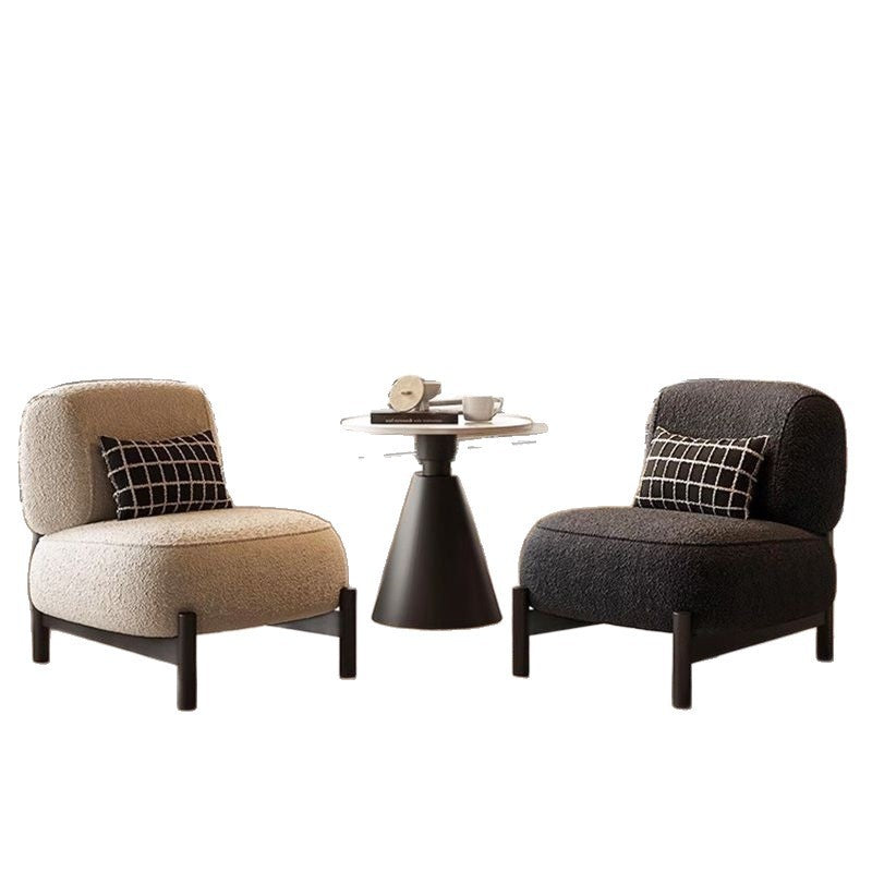 Cream mid-century style living room single sofa designer style living room beauty salon reception fabric cashmere casual chair